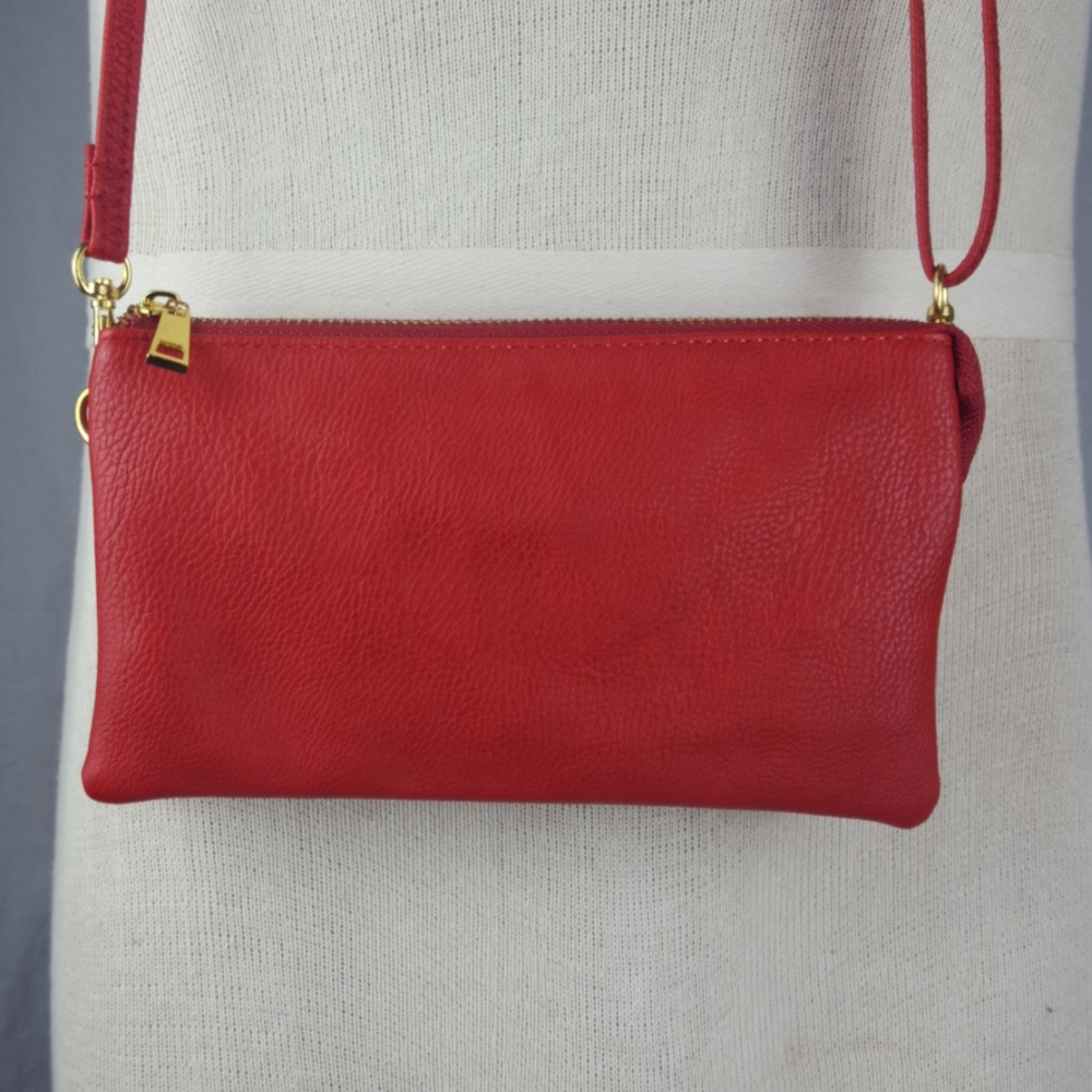 RED GOLD CROSSBODY PURSE BAG